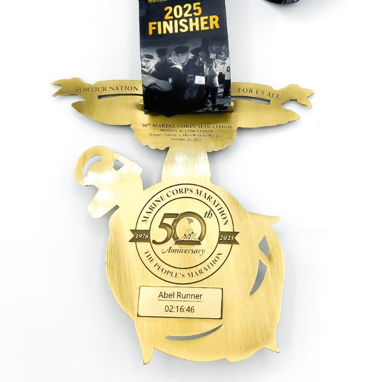 Personalized Marine Corps Marathon medal insert