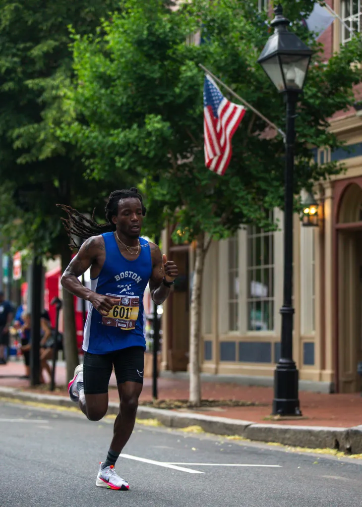 Marine Corps Historic Half runner in downtown Fredericksburg