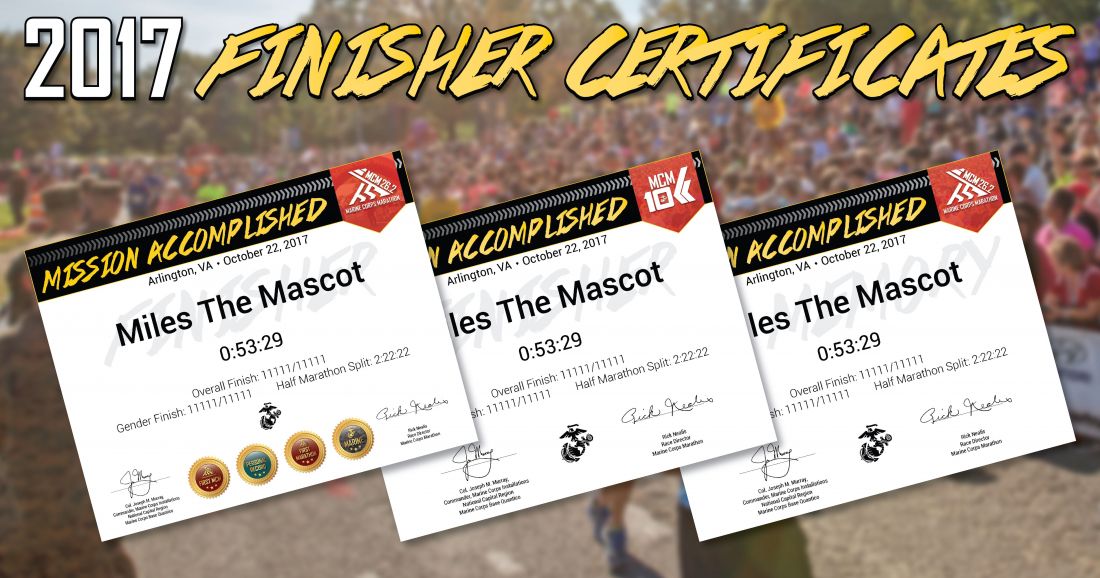 Image for New Personalized MCM Finisher Certificates